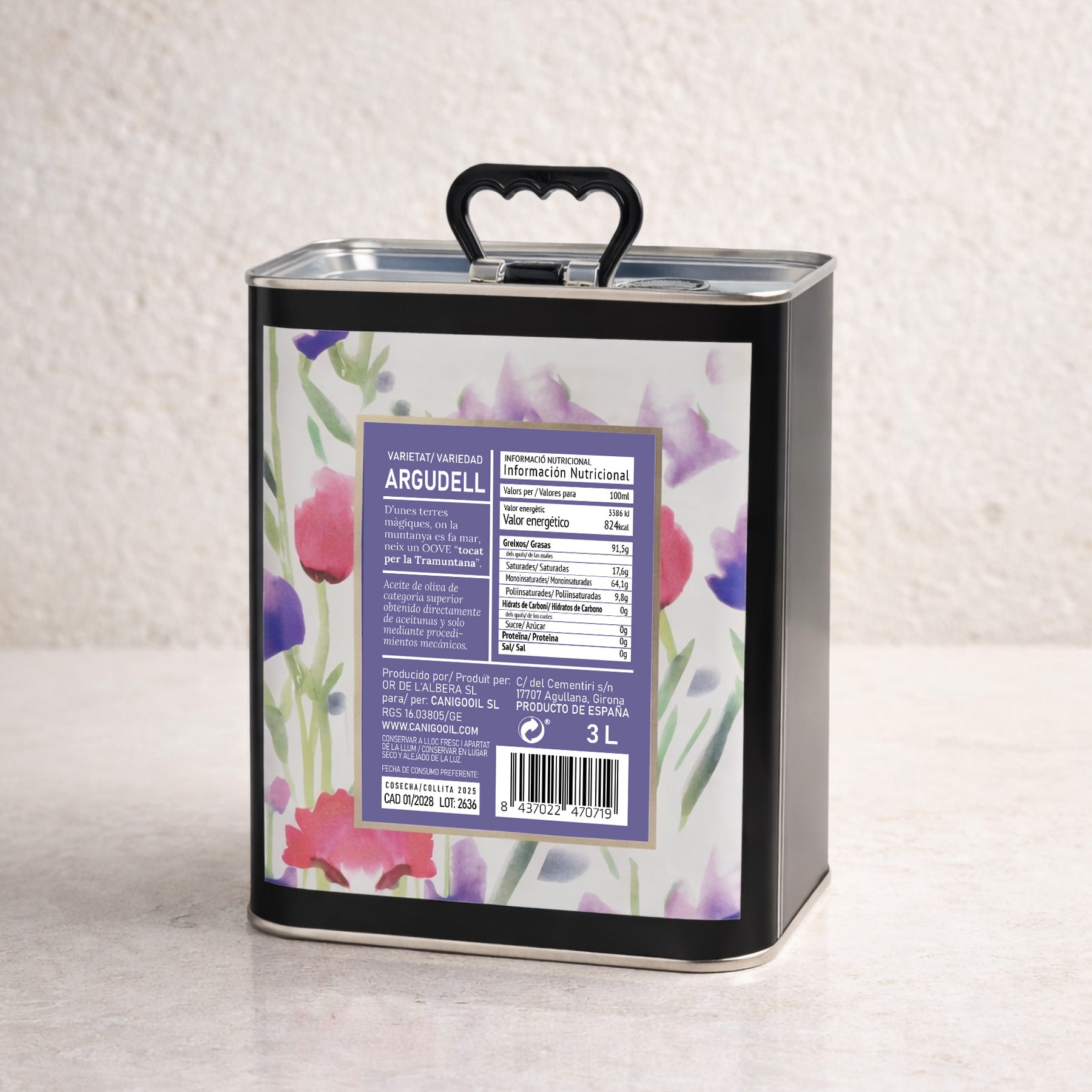 Auream Argudell 3L Llauna – Oli d'Oliva Verge Extra de l'Empordà D.O.P. (100% Argudell)