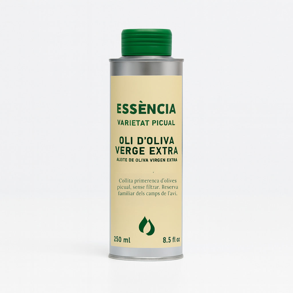 Essència – Oli d'Oliva Verge Extra Picual - Collita Primerenca - Llauna 250 ml
